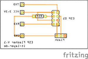 ESP Flashmodul Leiterplatienenlayout (von unten) 